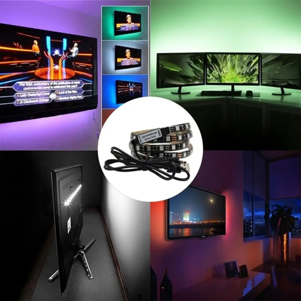 

LED LIGHT STRIPS FOR ROOM RGB MULTICOLOUR SMD5050 5V USB LED STRIP BACKLIGHT UNDER COUNTER LIGHT REMOTE