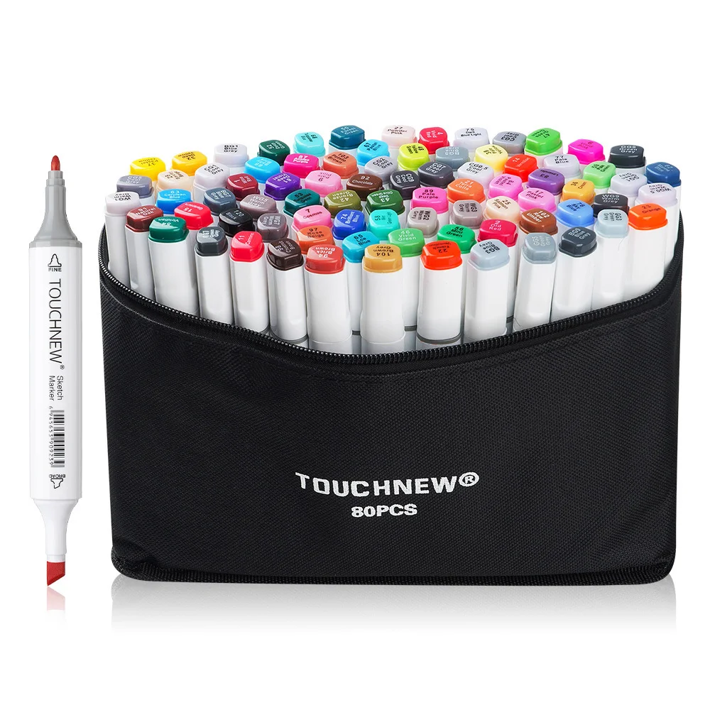 

TOUCHNEW 80 Color Set Alcohol Art Marker Artist Dual Head Sketching Drawing Marker Pen Set Watercolor
