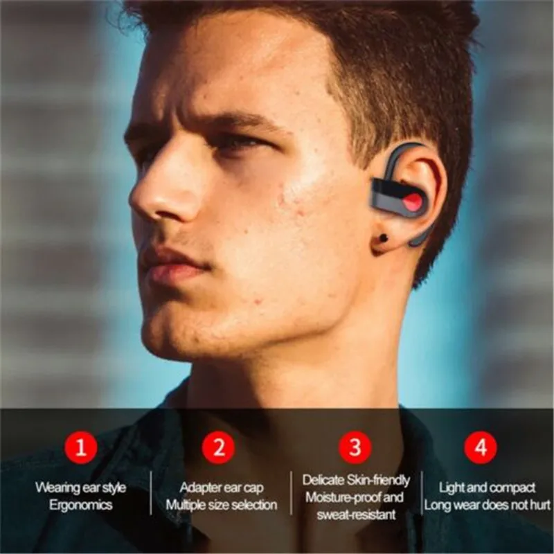 Bluetooth 4 2 Earbud Headset Wireless Earphone for Samsung iPhone X 8 Anti sweat and Slip Resistant ABS Plastic