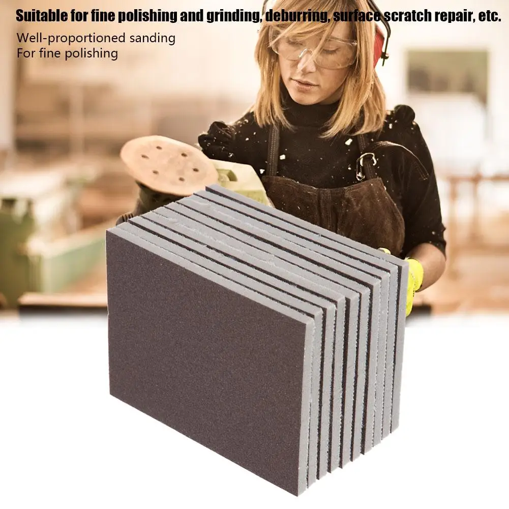 10PCS Square Sponge Sandpaper 120/180/240 Grit Fine Polishing Sanding