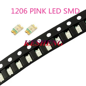 

500PCS SMD SMT 1206 Pink Super bright LED lamp light High quality New 1206 SMD LED 3216 PINK 1206 DIODES 3.2*1.6*0.8MM