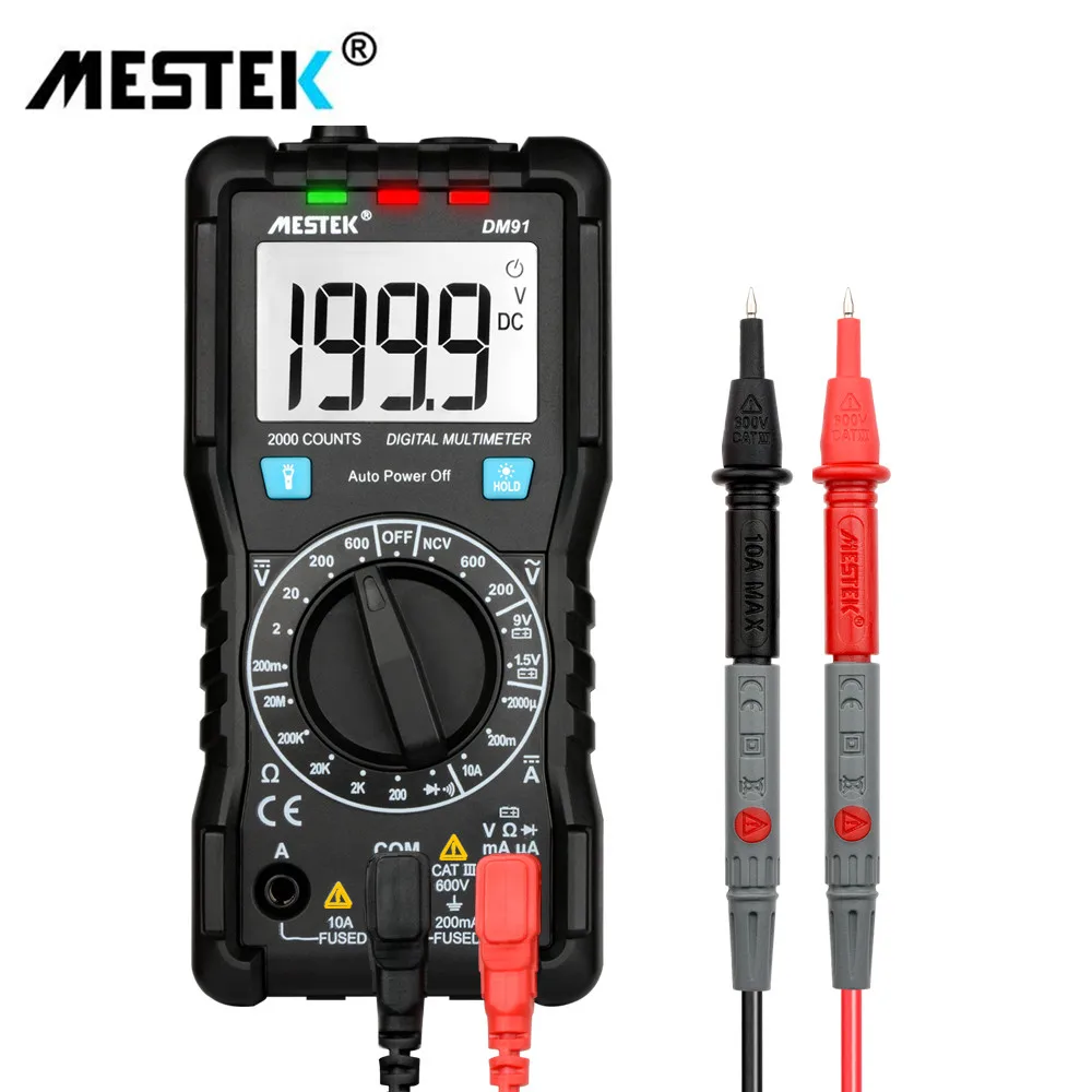 

MESTEK DM91 Mini Multimeter Digital Multimeter 2000 Counts Tester Multimetre Multi Meter Multitester NCV True RMS Auto Range