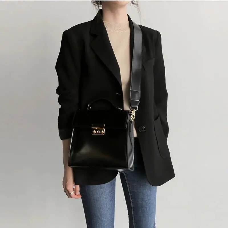 

Small Suit Fashion Women's Jacket 2019 Spring New Korean Temperament Wild Straight Black Commuter Spring and Autumn Suit