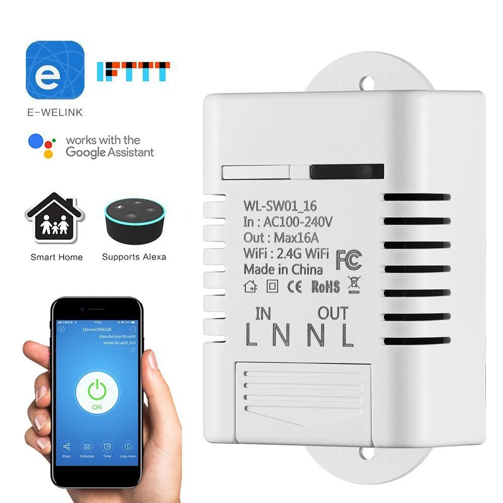 

Free Shipping 10A 16A AC 100-240V Wifi Wireless Smart Timer Remote Voice Switch Home For ECHO ALEXA GOOGLE