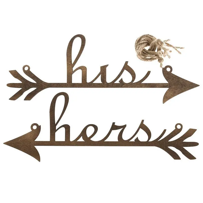 

His and Hers Arrow Chair Signs for Wedding Decoration, Home Decor Wood