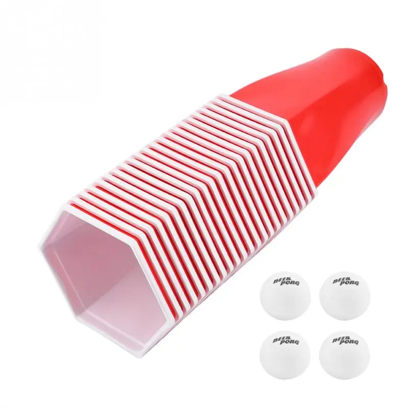 

1 Set Entertainment Fun Party Drinking Game Party Game Toy Board Game Beer Pong Kit 4 Pong Balls and 22 Red Cups