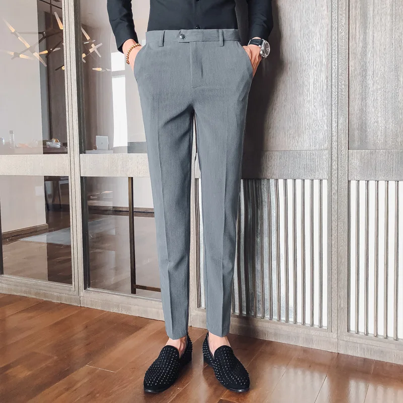 

2019 Black trousers casual men Slim Fit Pants Social Club Business Dress Pant Fashion Korean Suit Pants pantalon homme