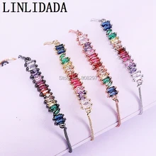 10 шт проложить Установка красочный кубический цирконий кристалл, пластинка регулируемые браслеты для женщин или девочек подарок ювелирных изделий