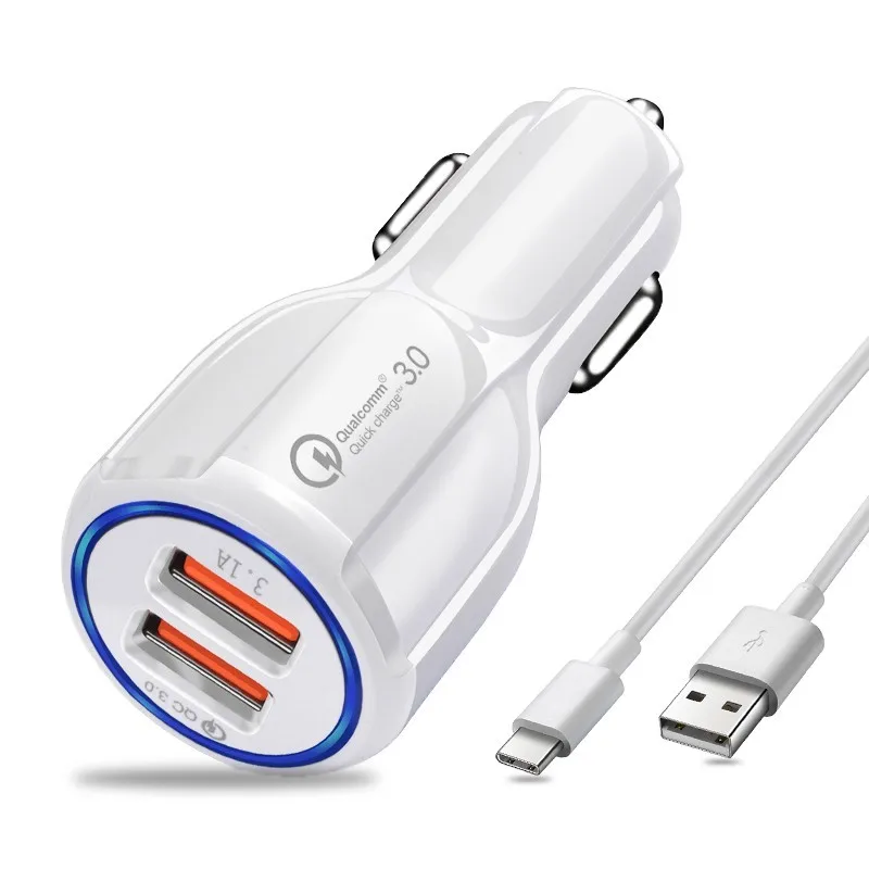 

Quick Charger 3.0 Dual USB Fast Charger Car Lighter Slot USB Charger for Xiami iPhone Samsung Travel Charger Quick Charging Plug