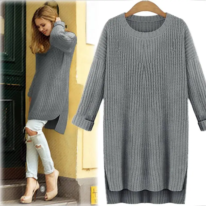 

Oversized Women Knit Sweaters 2019 Autumn Winter Warm Female Pullover Casual Long Sleeve Jumper Loose Long Top Sweater Pullovers