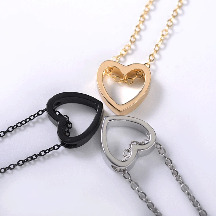 Модное ожерелье в форме сердца черного, золотого, серебряного цвета, простые ювелирные изделия для женщин, свадебный подарок, новинка,, xz3