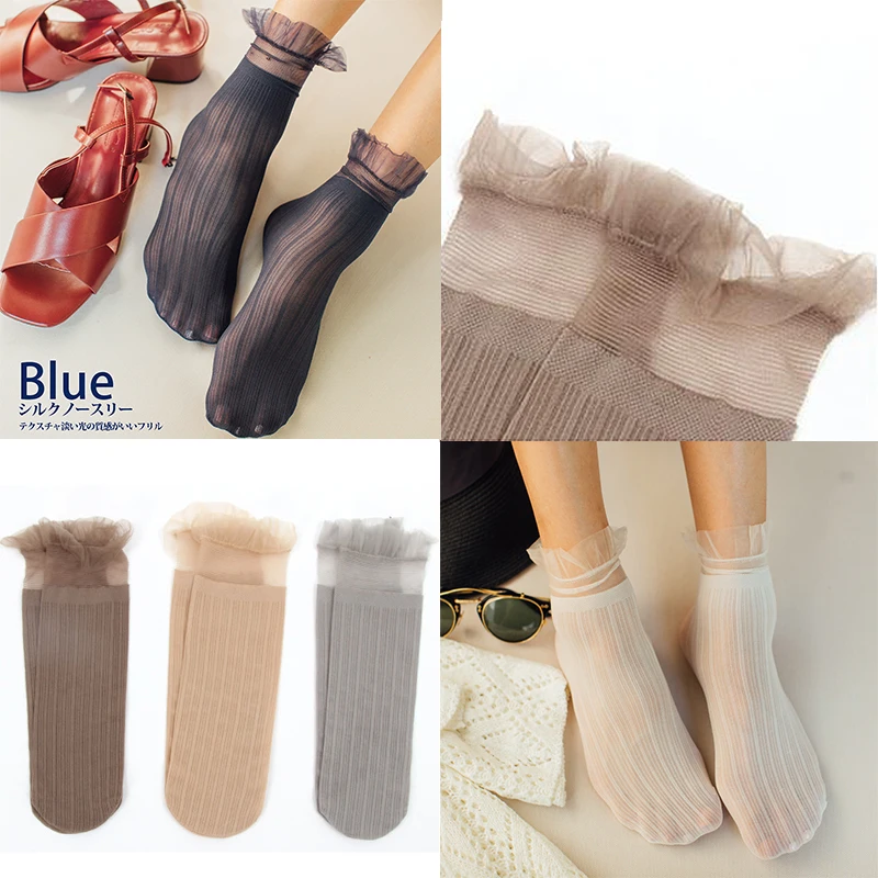 

Cotton Thin Socks Woman Socks Soft Fashion Long Socks Solid Mesh Popular Spring Lace For Women 1Pair Socks 2019 New Hot Sale