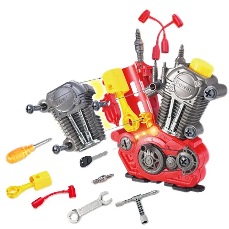

Children's Puzzle Simulated Engine Set DIY Screw Nut Dismantle Assembled Toy Set With Light Music For Kids Boys Educational Toy
