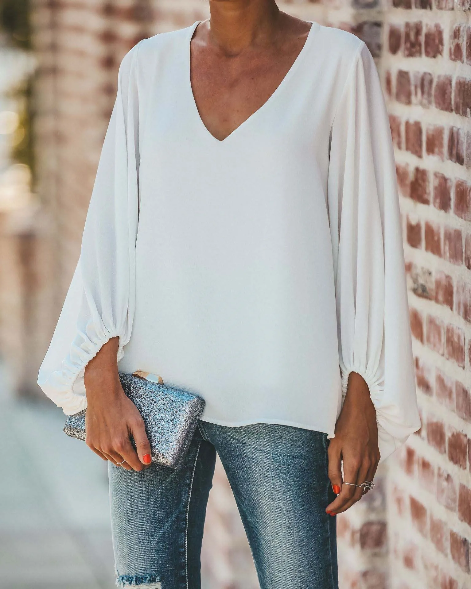 Женская Повседневная милая и Свободная рубашка блузка с рукавами-фонариками