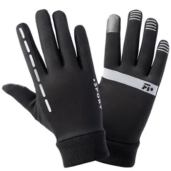 

Sports Running Gloves Grab Velvet Thin Reflective Gloves For Riding Ski Antiskid Touch Screen Outdoor In Winter Spring Autumn