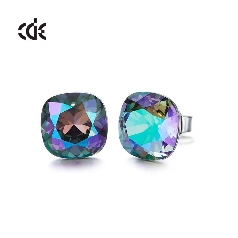 

CDE Embellished with crystals from Swarovski Earrings Jewelry 925 Sterling Silver Stud Earrings Women's Gift Tiny Ear Jewelry