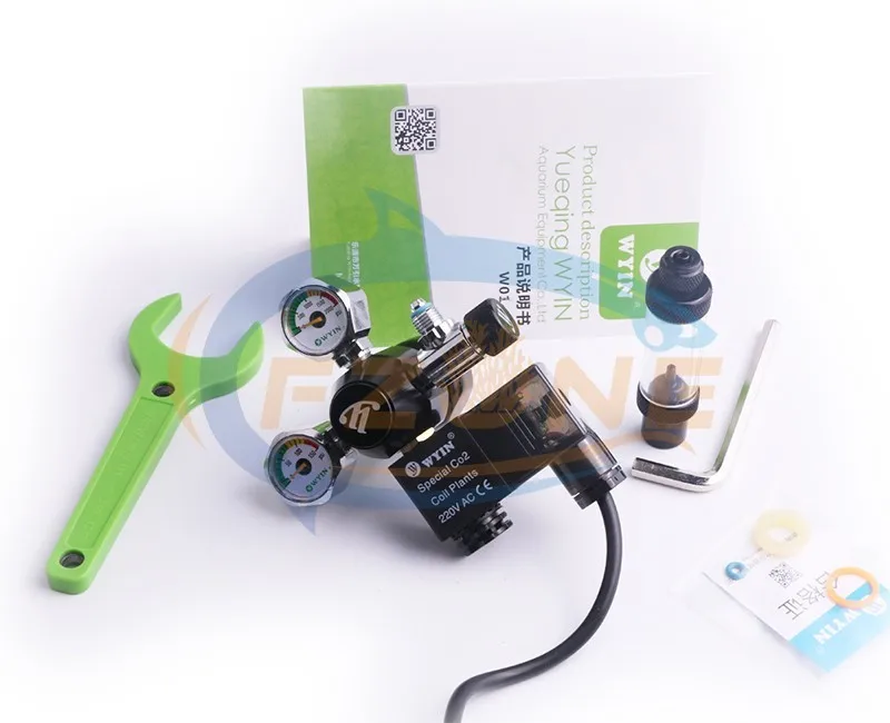 Chihiros acuario Wyin Mini doble calibre CO2 regulador con válvula de contador de burbujas de válvula de solenoide y Kits de instalación - 5