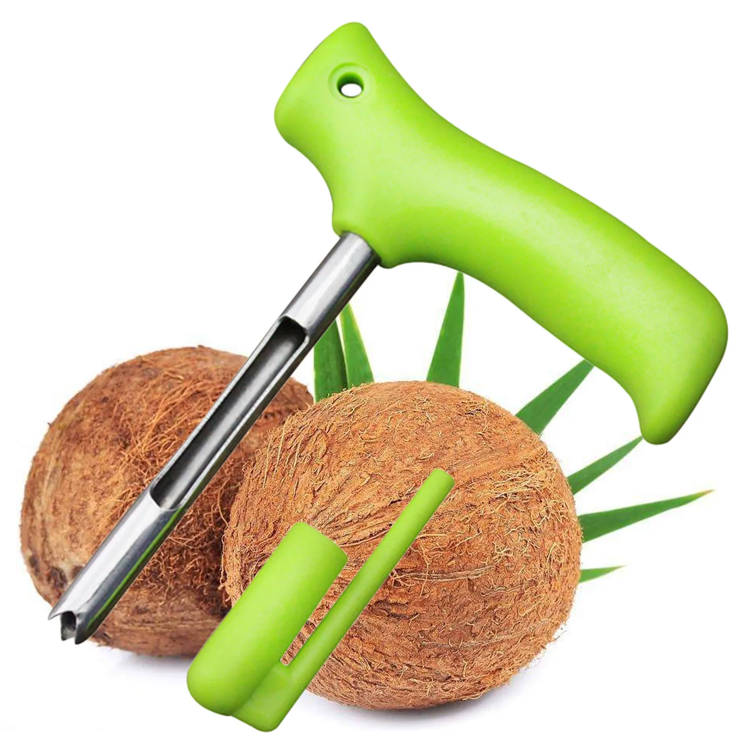 

Behogar Stainless Steel Young Coconut Knife Opener Drill Tool with PP Plastic Handle for Fresh Raw Coconut Water Juice