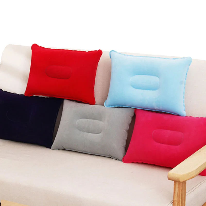 

Travel Double Sided Beach Head Rest Camp Portable Flocking Bed Sleep Cushion Pillow Hotel Car 1PC Air Cushion Plane Inflatable