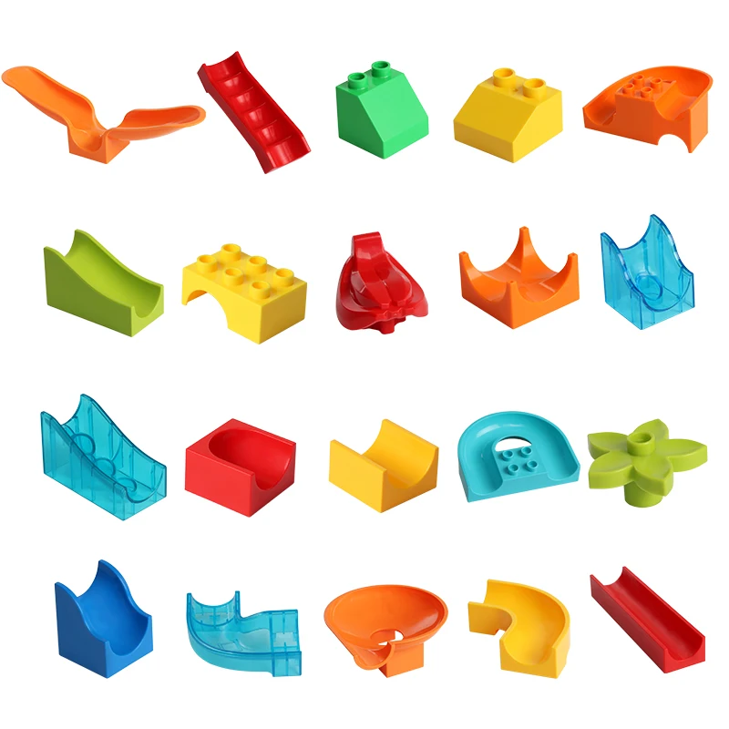 DIY Duplos كبيرة اللبنات الكرة متاهة سباق تشغيل المسار الاكسسوارات متوافق Legoed الطوب الشريحة Slideway ألعاب أطفال هدية