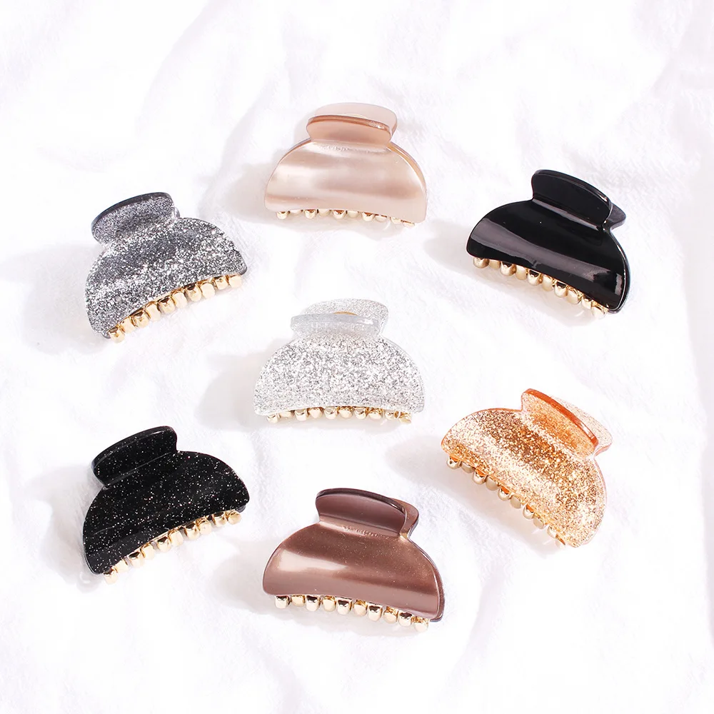 

2020 Solid Acetic Aced Hair Claw For Women Gold Power Acrylic Gold Hair Clamp For Pony Tail Small Size Crab For Hair Accessories