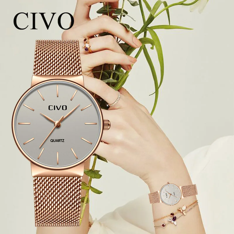 CIVO Montre Femme 2018 модные повседневные ЖЕНСКИЕ НАРЯДНЫЕ часы люксовый бренд