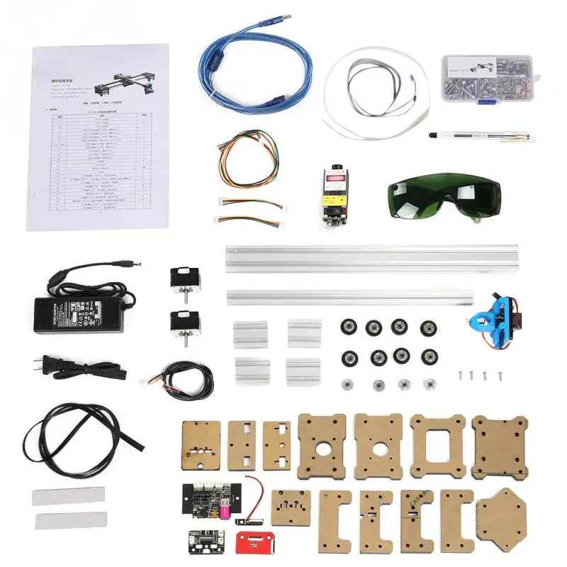 2 оси DIY CNC координатный плоттер ручка чертежная машина Робот с 5 W лазером 100
