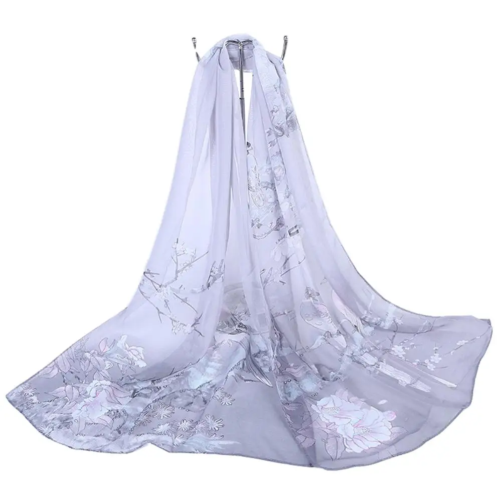 

Chiffon silk scarf 2019 scarf female summer autumn all-match scarf long design air conditioning cape silk scarves shawl