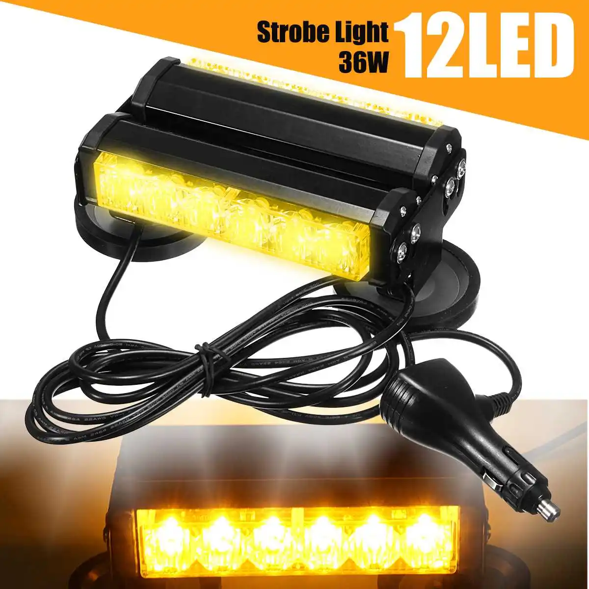 

Autoleader Universal 1Pcs 12LED 36W 12V 7 Inch Car Double Row Strobe Warning Light Daytime Running Light Auto Amber Work Light