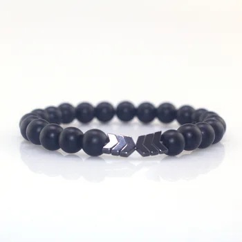 

8MM Elastic rope creative simple black frosted stone double line to Men beaded bracelet jewelry Pulseras Hombre For Women