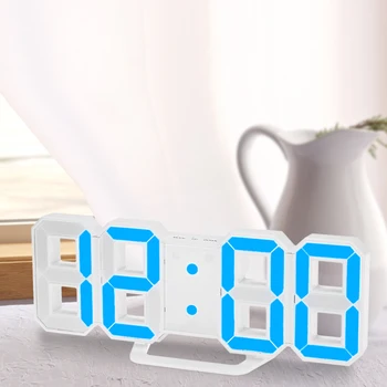

Digital Led Wall Clock Usb Operated Blue/white Light 12h/24h Display Adjustable Luminance Snooze Function Digital Alarm Clock