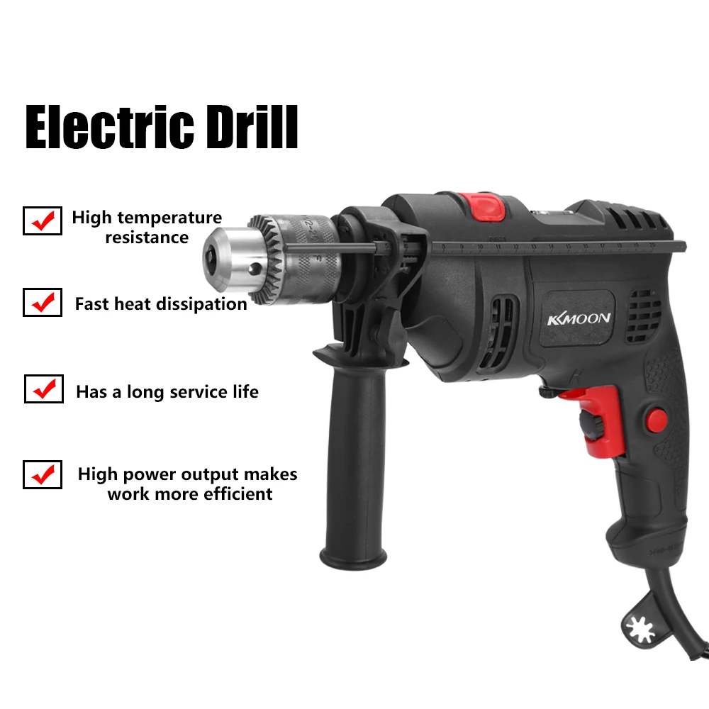 Электроинструменты высокой мощности 220 В Электрическая Ударная дрель, электрический молоток двойного назначения, регулируемая скорость, положительное отрицательное вращение, набор инструментов