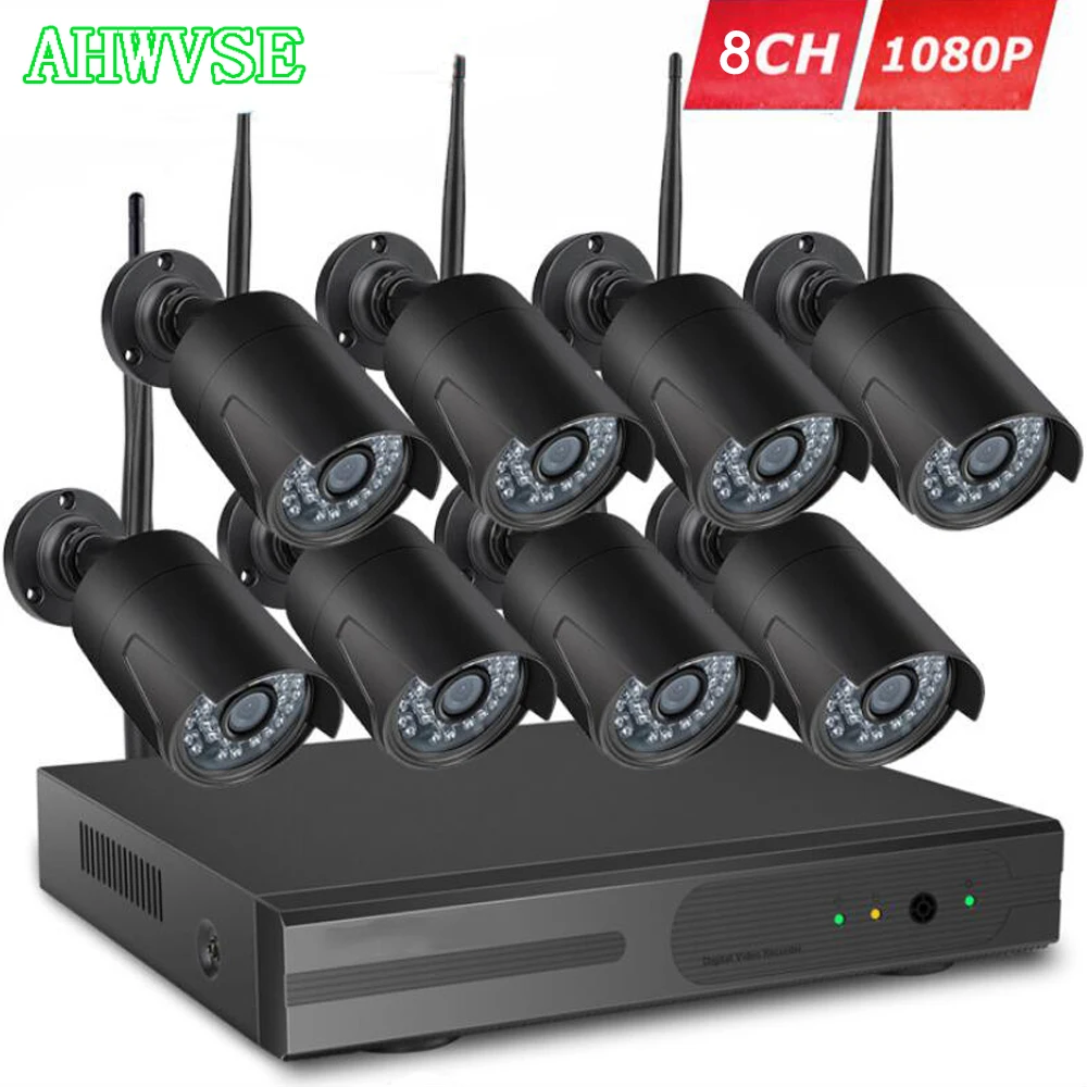 AHWVSE 8CH CCTV System Wireless 1080P NVR With 2.0MP Outdoor Waterproof Wifi Security Camera System NightVision Surveillance Kit AHWVSE 8CH CCTV System Wireless 1080P NVR With 2.0MP Outdoor Waterproof Wifi Security Camera System NightVision Surveillance Kit