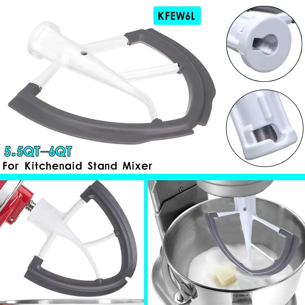 

5.5QT - 6QT Tilt-Head Flex Edge Part For Stand Mixer KFEW6L KD2661X KP26M8X KT2651X KV25GOX