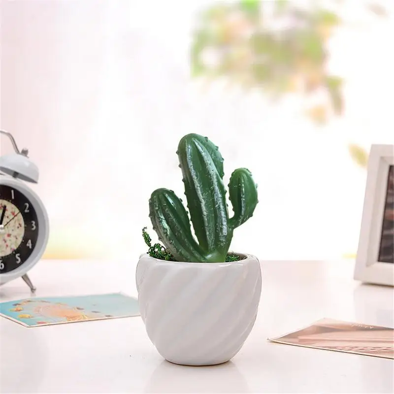 

Artificial Three Head Cactus Plastic Plants Flocking Mini Rose Craft Floristry Decoration Home Furnishings Craft Decoration