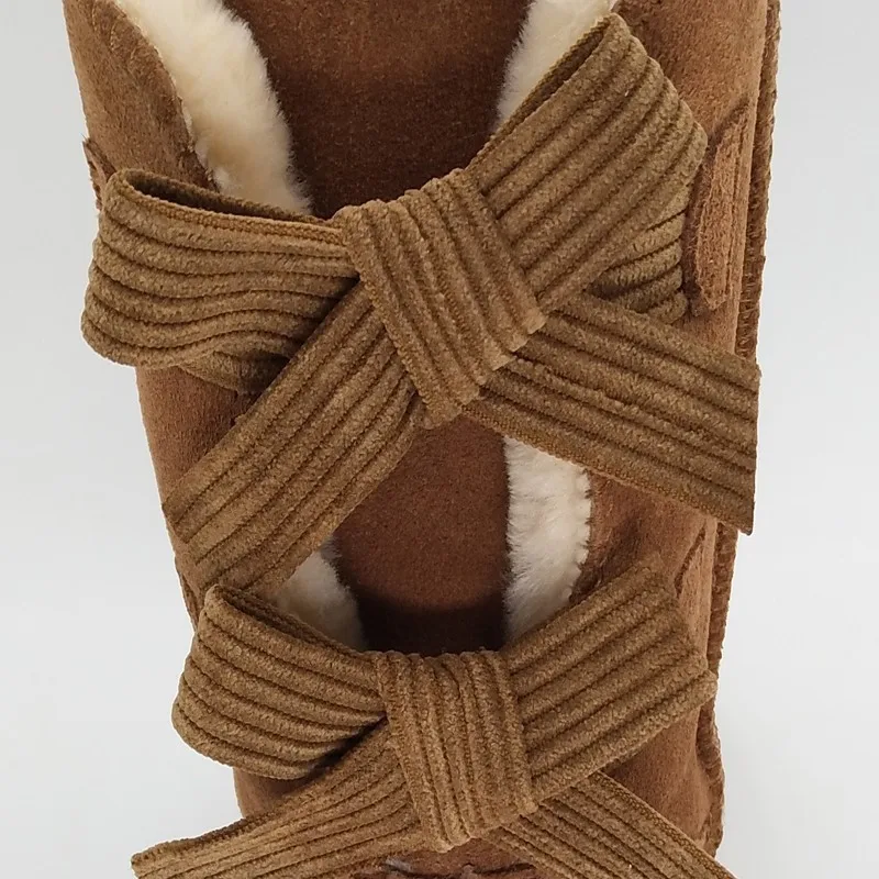 DAGNINO Горячая леди бренд Австралия два банты короткие botas Высокое качество Женская обувь зимние теплые пояса из натуральной кожи с бантиком