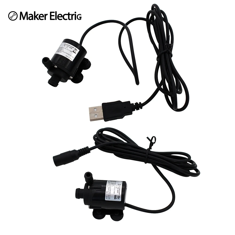 12V DC Motor Water Pump Micro Brushless Submersible Low Pressure Solar Cooling(DC4-6V 150L/H USB,DC6-12V 280L/H female plug)