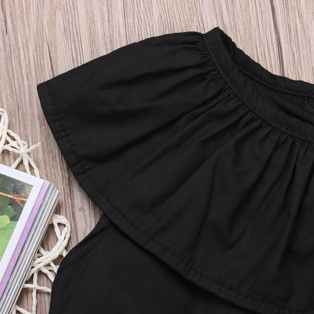 Summer Causal Infant Kids Baby Girls Romper Short Sleeve Solid Black Cotton Jumpsuits Romper Girls Clothes baby rompers cotton jumpsuit baby jumpsuit baby clothing