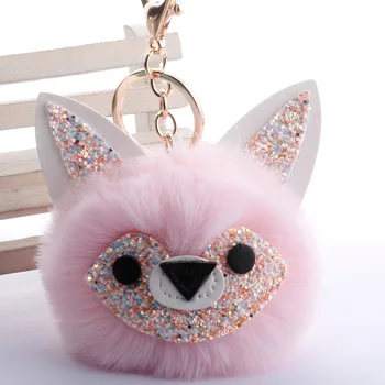 

Fox Modelling Hair Ball Key Buckle Pendant Automobile Jade Noodles Fox Accessories Bag Pendant