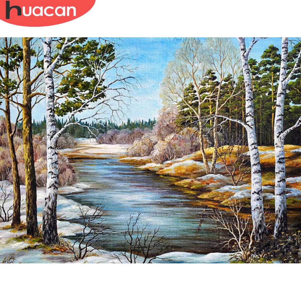 HUACAN Diamond Embroidery Winter Forest Full Square Rhinestone 5D DIY Painting Cross Stitch Mosaic Decor Home Gift | Дом и сад