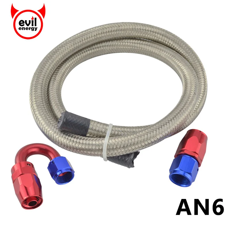 evil energy AN6 Stainless Steel Braided Hose Line Racing Nylon Fuel