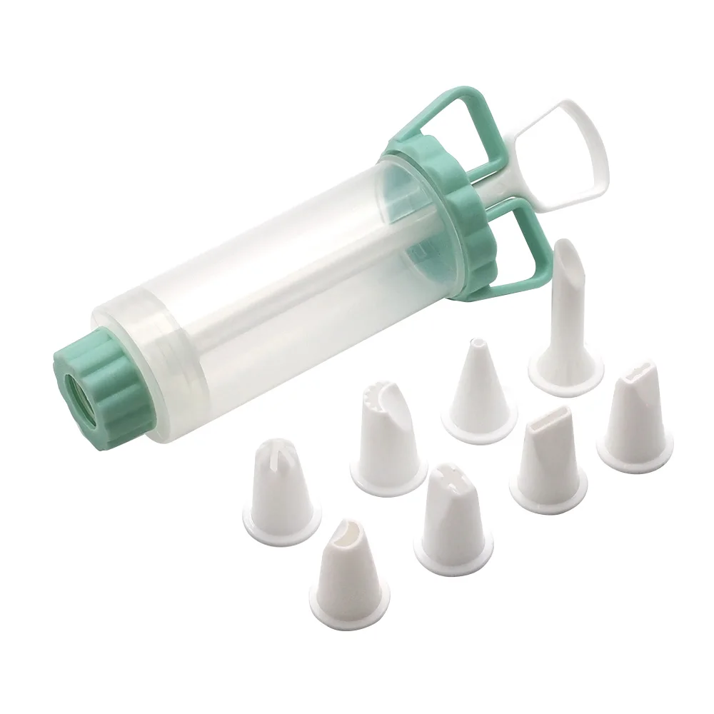 

9PCS/Set PP Transparent Squirt Gun Cream Pastry Gun/8 PCS Decorating Mouth Nozzle Set DIY Cream Dessert Decoration DropShipping
