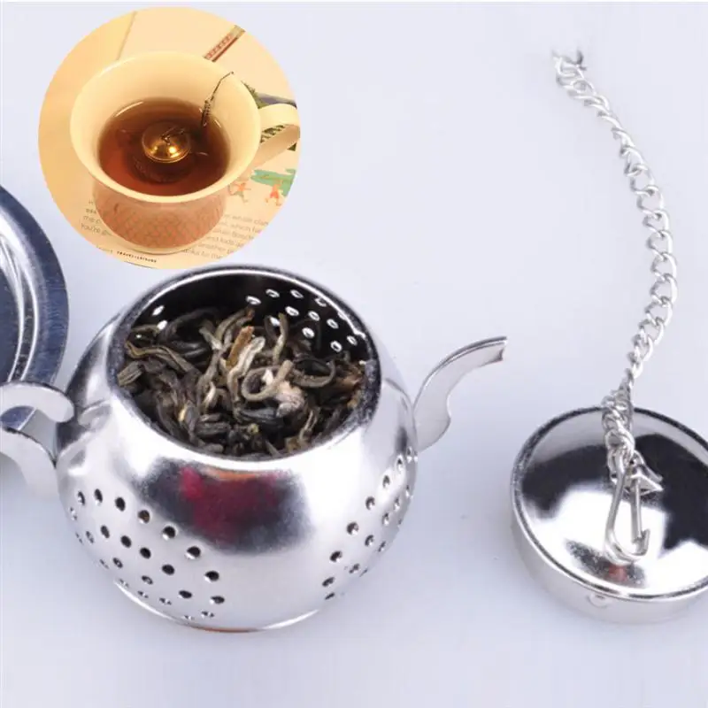 Stainless Steel Tea Infuser Reusable Loose Leaf Mesh Tea Filter Tea Strainer with Lid and Extended Chain Hook