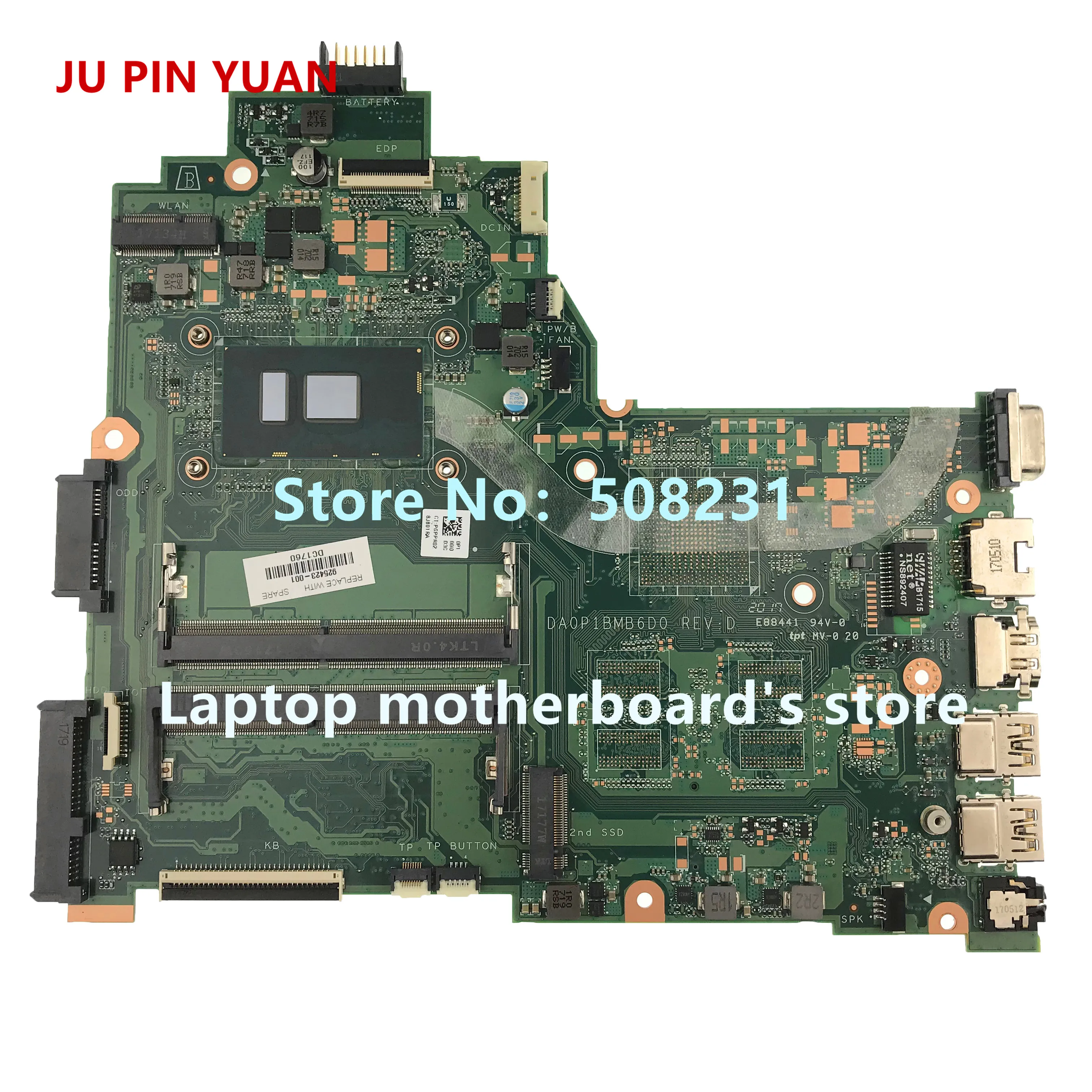 JU PIN YUAN 925423 601 DA0P1BMB6D0 Laptop motherboard For