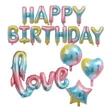 Радужный шар на день рождения 20th 30th День рождения украшения Дети фольги алюминий 4D шар Звезда Любовь 100 день детский душ шары
