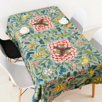 

New Chinese classic coffee flower table cloth linen tablecloths cover towel thick rectangular antependium decoration gift