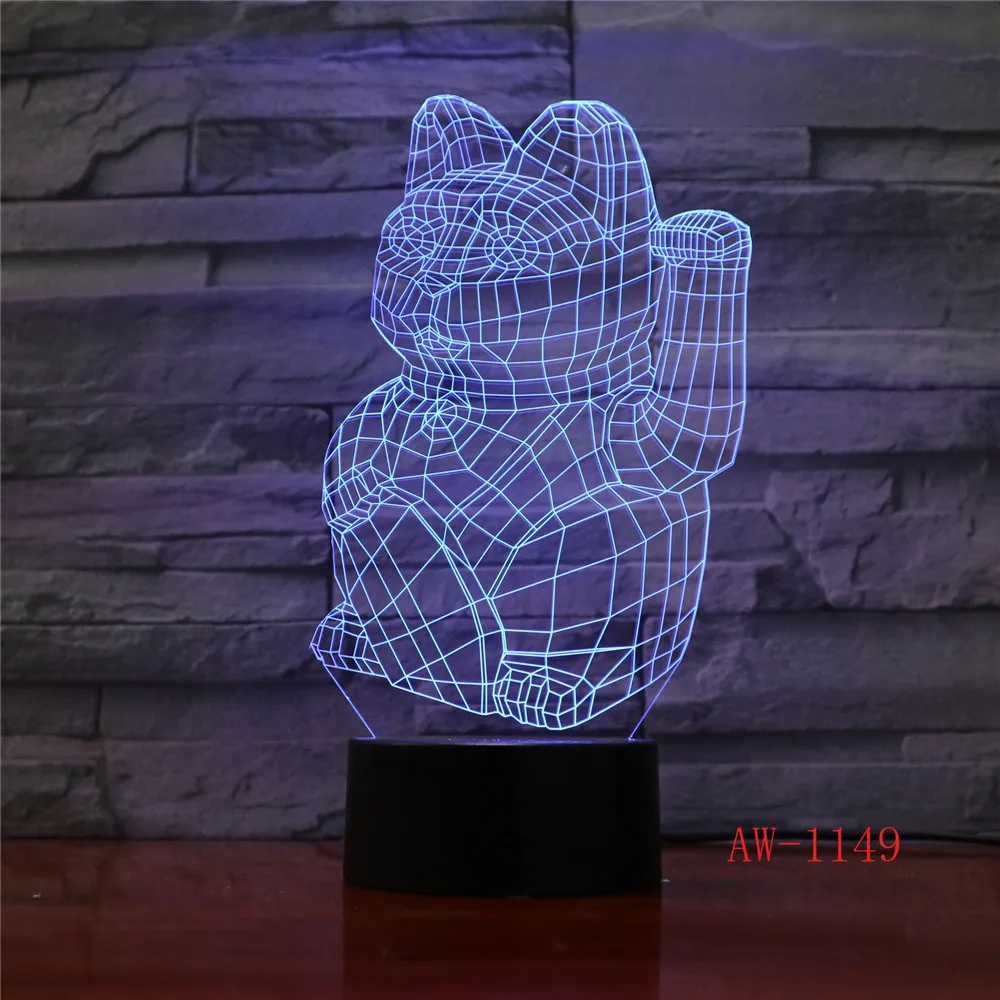 3D Ночная Лавовая Лампа Кот удачи Креативный светодиодный светильник с