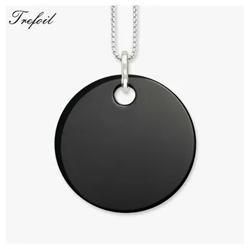 

Link Chain Necklace Onyx Pendant, Fashion 925 Sterling Silver Jewelry Trendy Gift For Men Women Girls 2018 New Naszyjnik