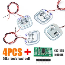 1 SET Human Body Weighing Sensor + HX711 AD Module Board Kit 50KG Body Scale Load Cell Resistance Strain Weight Sensor 1 SET Human Body Weighing Sensor + HX711 AD Module Board Kit 50KG Body Scale Load Cell Resistance Strain Weight Sensor