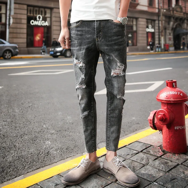 Autumn New Jeans Men Slim Fashion Washed Retro Streetwear Hip Hop Tear Hole Denim Pants Man Casual Cowboy Trousers Male Clothes Autumn New Jeans Men Slim Fashion Washed Retro Streetwear Hip Hop Tear Hole Denim Pants Man Casual Cowboy Trousers Male Clothes